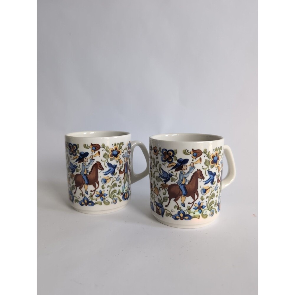 Vtg Villeroy & Boch Cups Troubadour Luxembourg Coffee Mugs Set of 2